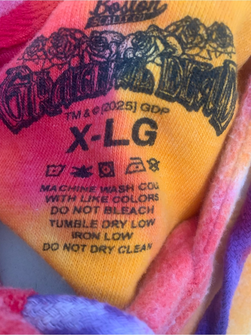 Grateful Dead Tie-Dye Tee with Pink, Orange, Yellow & Purple - Picture 3 of 5